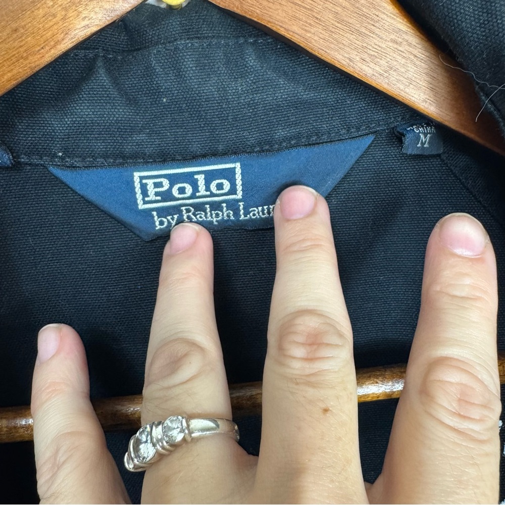 Polo by Ralph Lauren Navy Blue VTG 90s Motorcycle Jacket Military Logo - Picture 11 of 16
